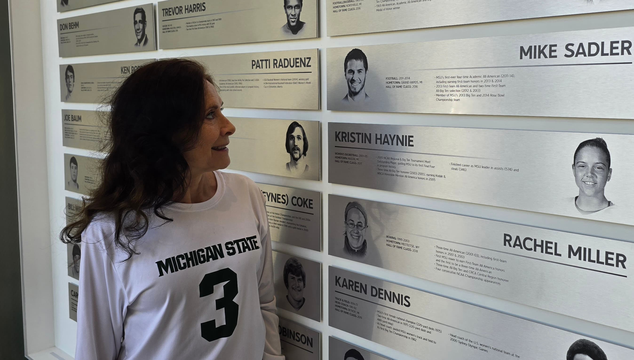 Everywhere Karen Sadler turns at Michigan State, Mike is still there