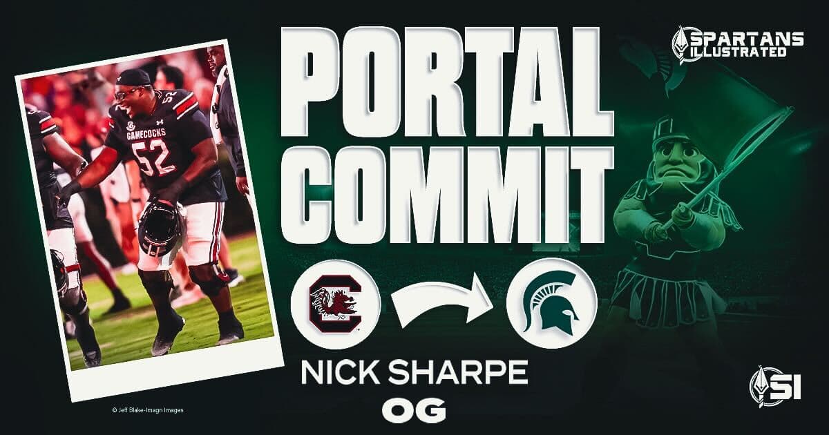 Michigan State earns a commitment from OG transfer Nick Sharpe from South Carolina article image about michigan state football