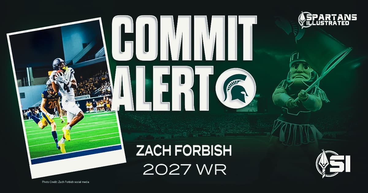 Michigan State goes into Texas to earn commitment from 2027 WR Zach Forbish article image about courtney hawkins