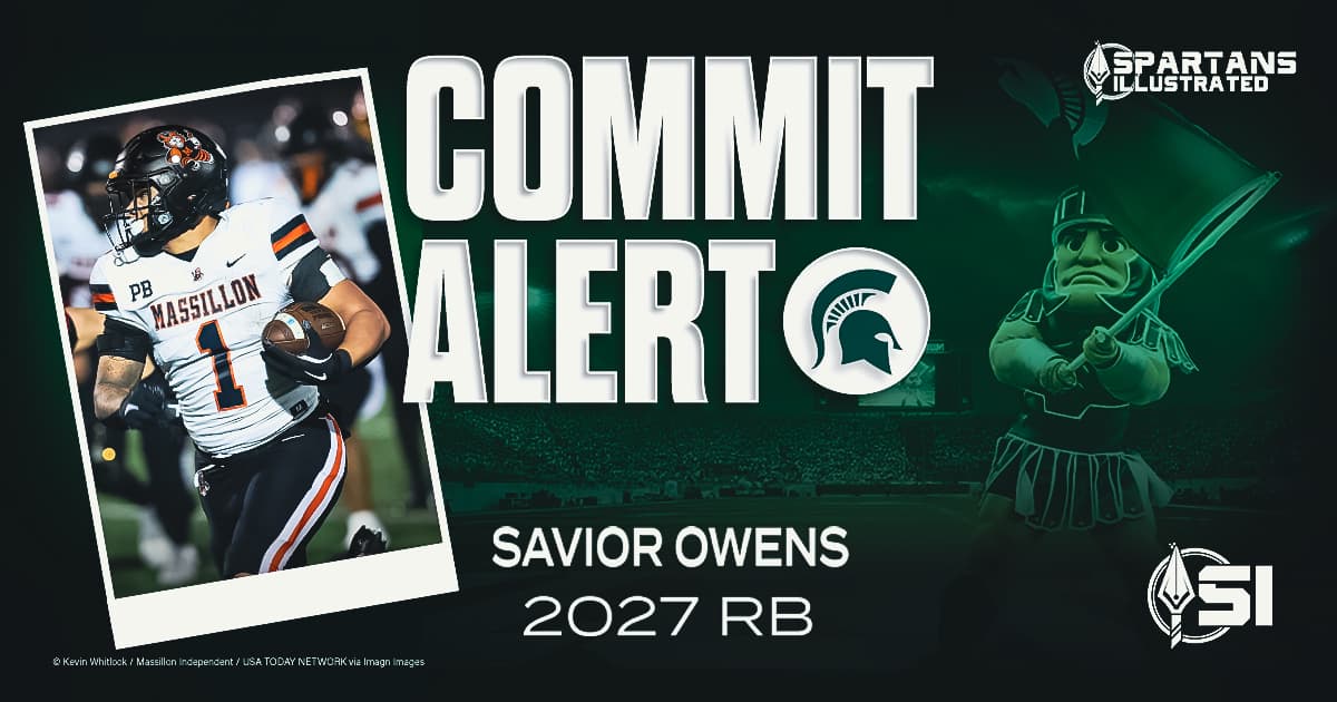 Ohio RB Savior Owens becomes Pat Fitzgerald's first 2027 commit at Michigan State article image about Devon Spalding